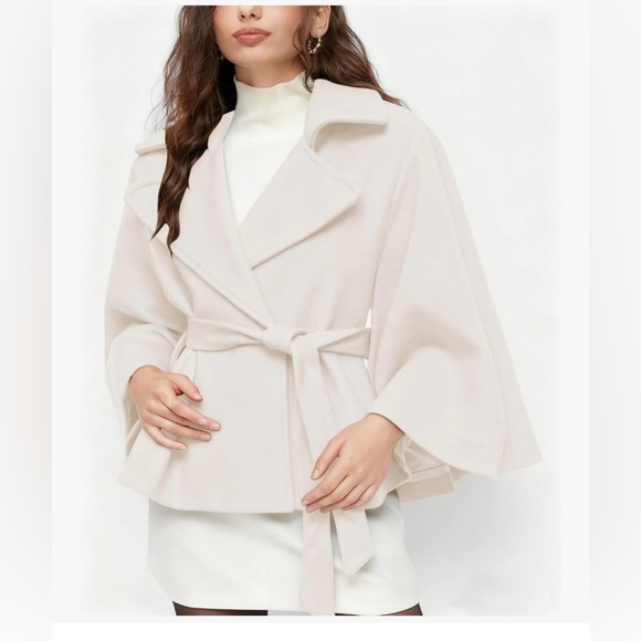 NWT Elegant Cream Women's Cape Coat-S - Picture 5 of 11